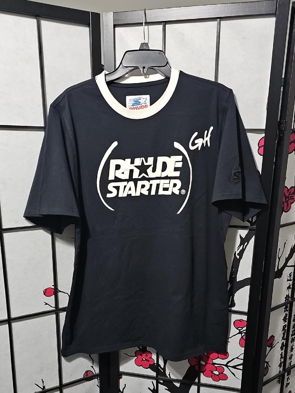 Rhude x Starter Black White Tee Shirt Size Large New